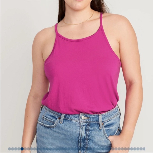 NWT OLD NAVY Relaxed Halter Tank Top Color: Dragonfruit LARGE - Picture 3 of 6